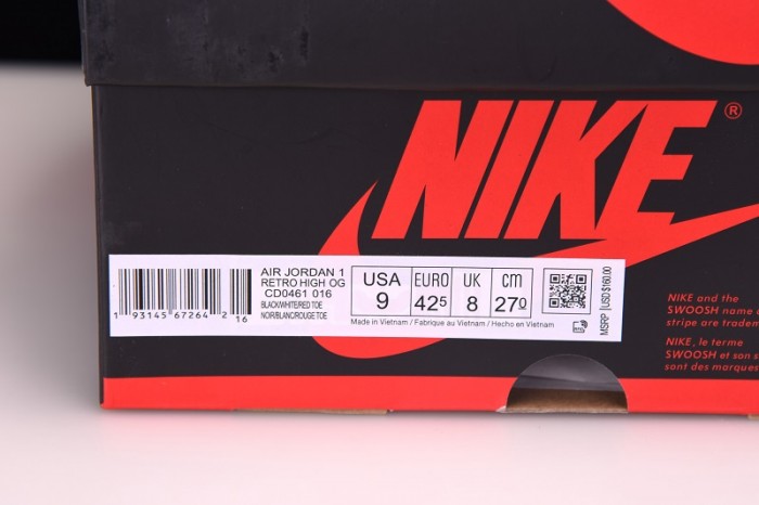 Jordan 1 Retro High Satin Black Toe - CD0461-016