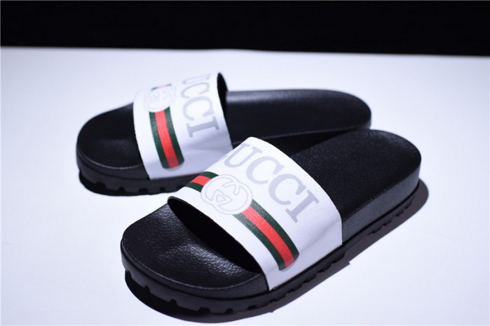 GC Leather SLIDE SANDAL black WITH GG LOGO mens