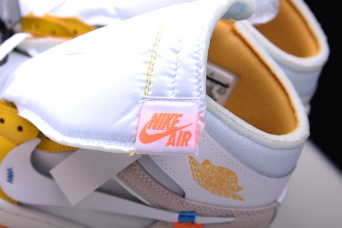 2019 Air Jordan 1 x OF NRG White/Dark Powder Yellow-Cone AQ0818-149